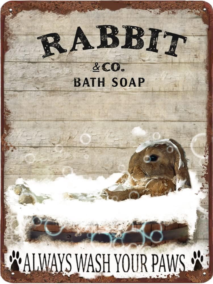 Peter Rabbit Restroom Sign Funny Rabbit Bathroom Metal Tin Sign Hamster Retro Wall Decor Toilet ...