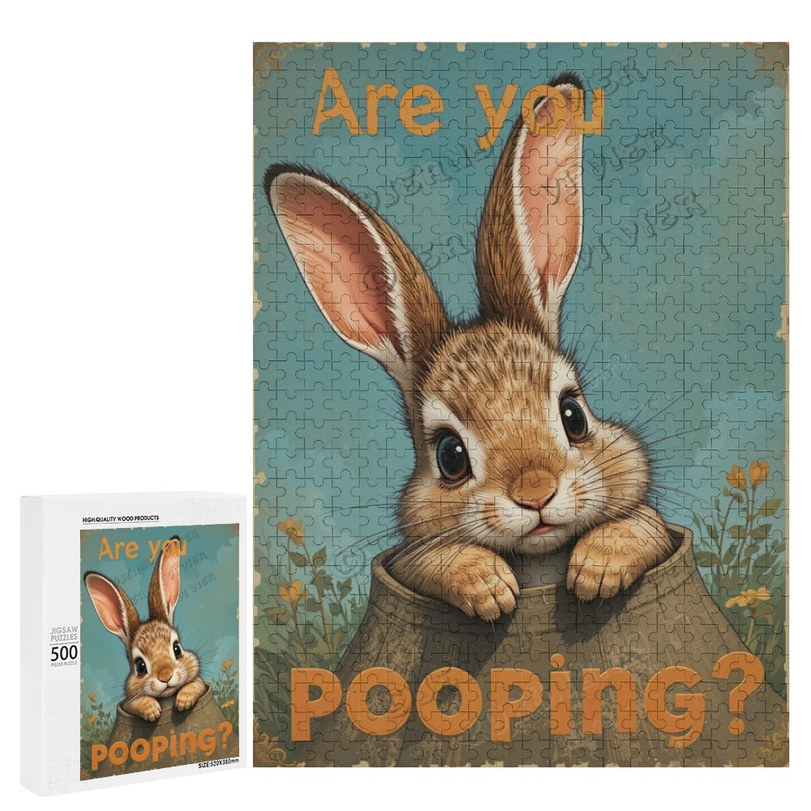 Funny Rabbit Decor Are You Pooping 500 Piece Jigsaw Puzzle for Adults ...