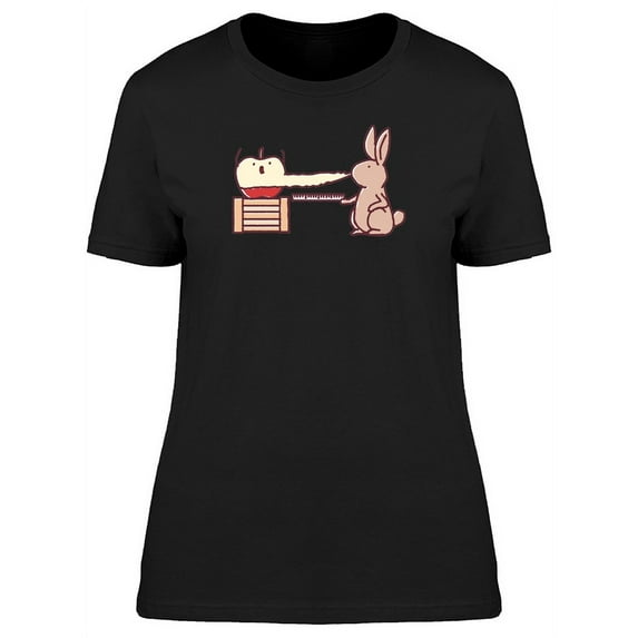 Funny Rabbit Eating An Apple T-Shirt Women -Image by Shutterstock, Female x-Large