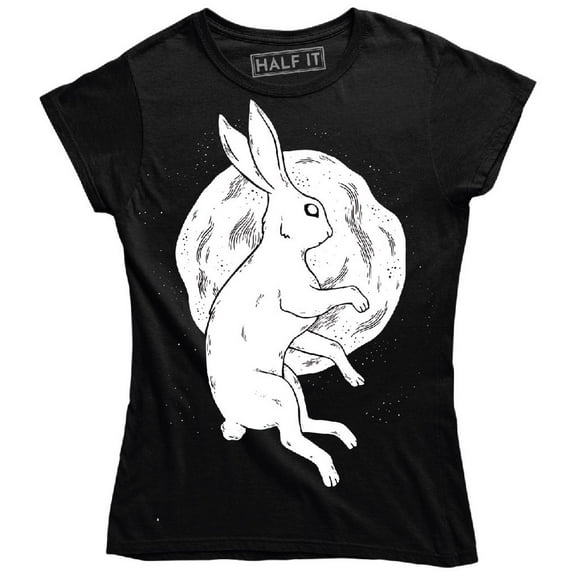 Funny Rabbit Floating In outer Space With The Moon And Stars Women's T-Shirt