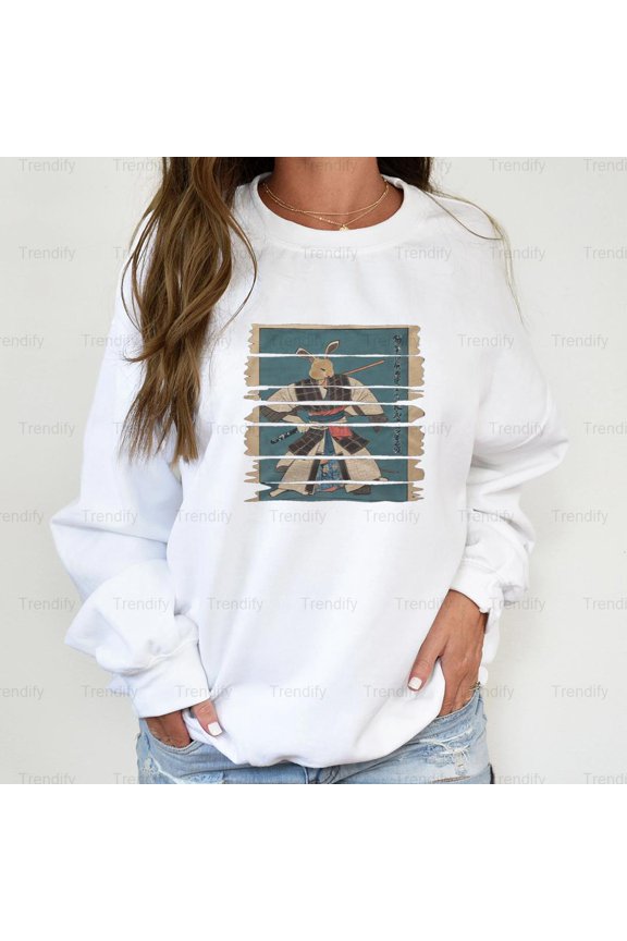 Funny Rabbit Samurai Japanese Warrior Graphic Unisex Sweatshirt M392175, Up to Size 5XL