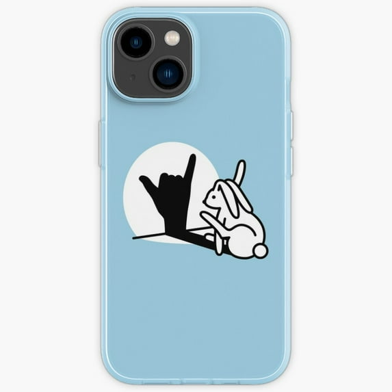Funny Rabbit shadow hand 'Call You' hand sign date iPhone Soft Case-iPhone 13 mini