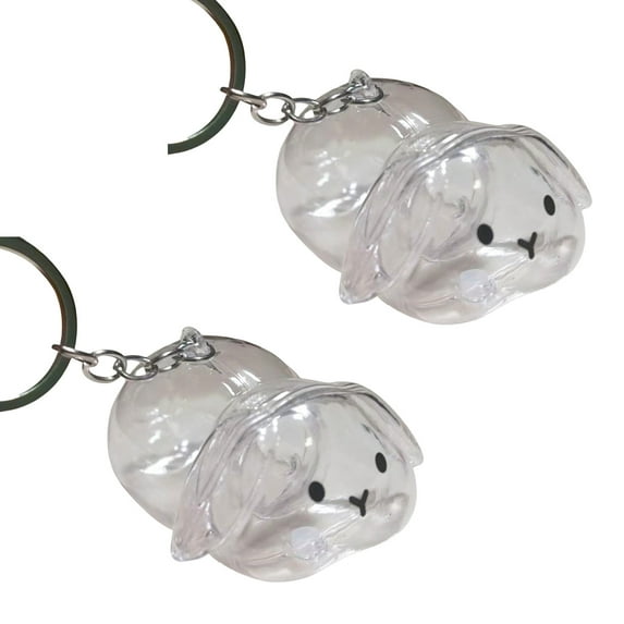 Funny Rabbits Shape Hair Storage Keepsakes Box Keychain Plastic Clear Pet Furs Collector Pendant Decors Pet Lover Gift
