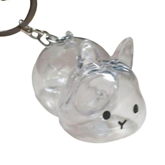 lanema Unique Rabbit Shape Clear Pet Furs Holder Decorative Keychain For Pet Lover Gift