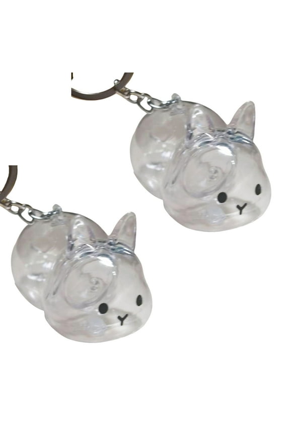 Funny Rabbits Themed Keepsakes Bunnies Hair Container Keyring Decorative Clear Pet Furs Collector Keychain Pendant