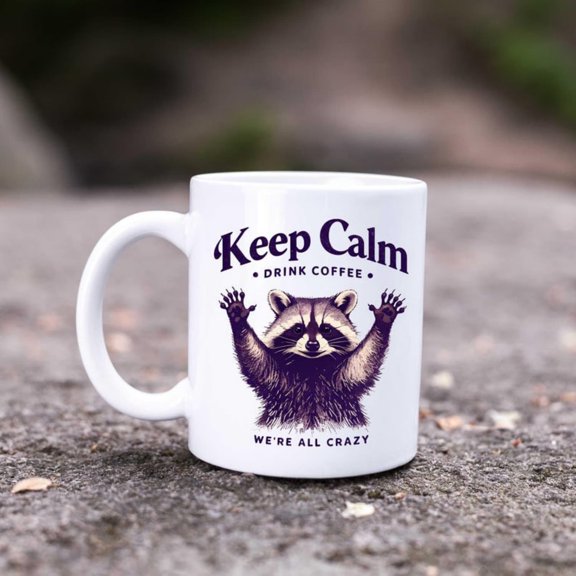 Funny Rac Coffee Mug Keep lm Drink Coffee Mug, Were All Crazy Cup, Sarstic Animal Mug, Work Humor Gift, Coffee Lover Gift.jpg