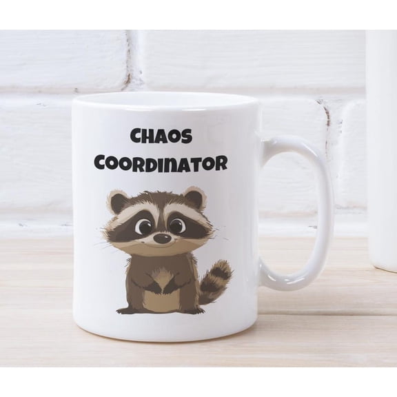 Funny RacC1oon Coffee Mug, Chaos Coordinator Gift