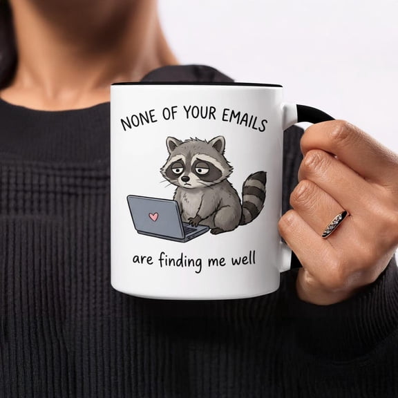 Funny RacC1oon Mug, Email Meme Gift, Cute Animal Mug, Introvert Gift, Work From Home, Novelty Mug, SarC1Astic Mug, Gift for Coworker