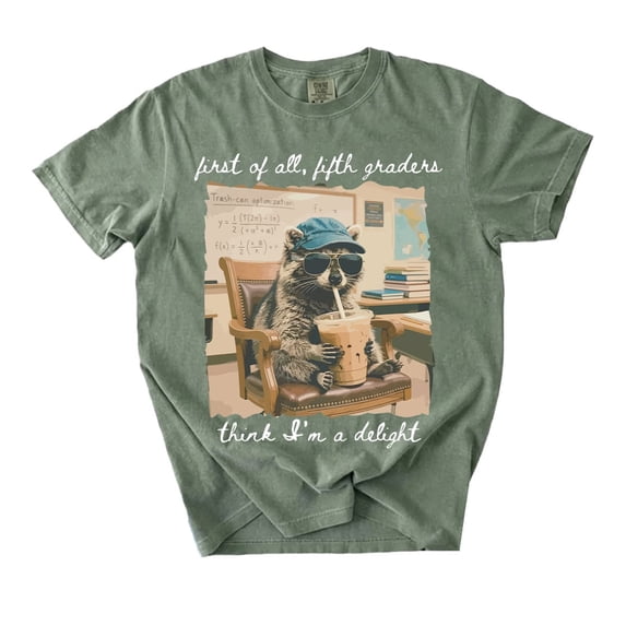 Funny Raccoon 5th Grade Teacher Graphic T-Shirt, First Day of School Teaching Team Matching Tee