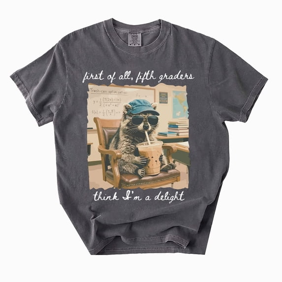 Funny Raccoon 5th Grade Teacher Graphic T-Shirt, First Day of School Teaching Team Matching Tee