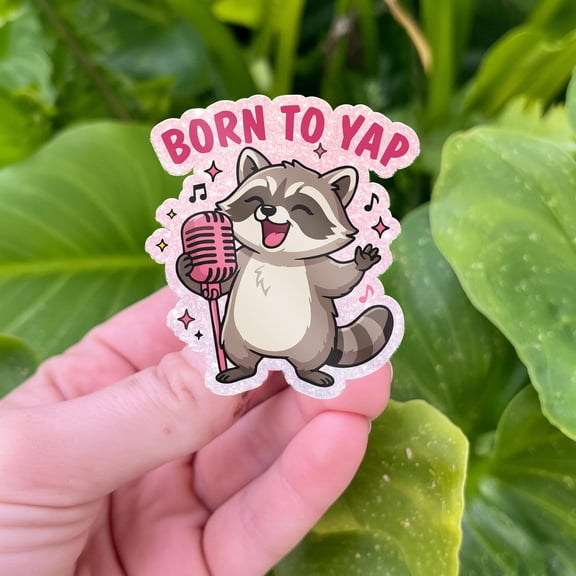 Funny Raccoon Badge Reel Born To Yap, Cute Talking Humor Badge Holder, Chatty Personality ID Reel, Funny Quote Gift