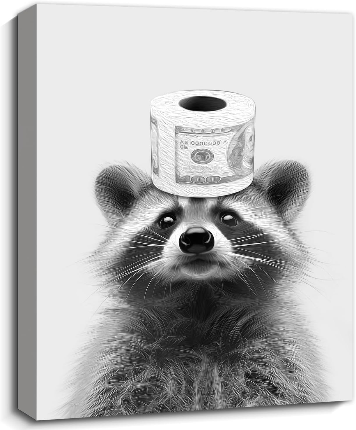 Funny Raccoon Bathroom Wall Art Decor Modern Black and White Animal ...