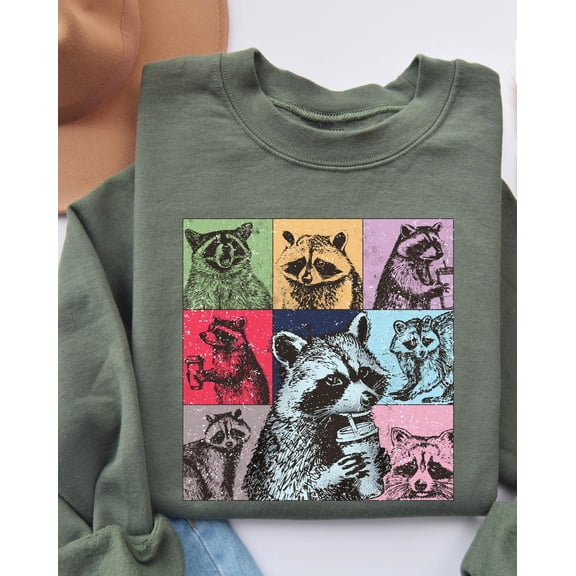 Funny Raccoon Coffee Sweatshirt KMH Trash Panda Meme Shirt Cute Animal Humor Sweater Sarcastic Coffee Lover Gift Cozy Fall Top