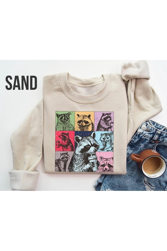 Funny Raccoon Coffee Sweatshirt KMH Trash Panda Meme Shirt Cute Animal Humor Sweater Sarcastic Coffee Lover Gift Cozy Fall Top