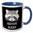 thumbnail image 1 of 3drose, Funny Raccoon Face. Need More Sleep on Black Background, 11oz Two-tone Blue Mug, 1 of 6
