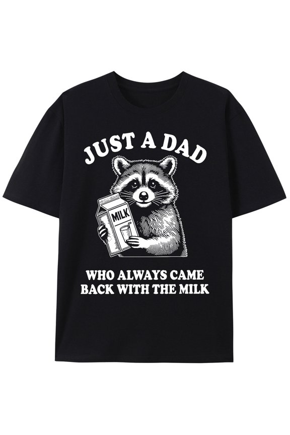 Funny Raccoon Graphic Dad T-Shirt - Comfortable Cotton Fabric, Humorous Fat