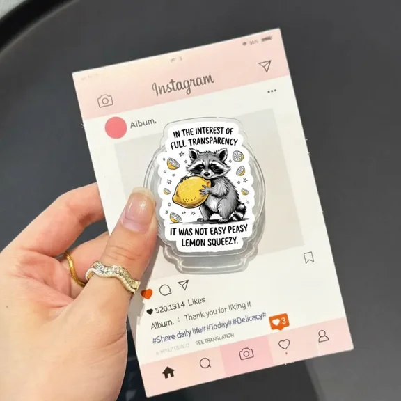 Funny Raccoon & Lemon Magnetic Grip Sarcastic Quote Magnetic Pop Socket & Kickstand