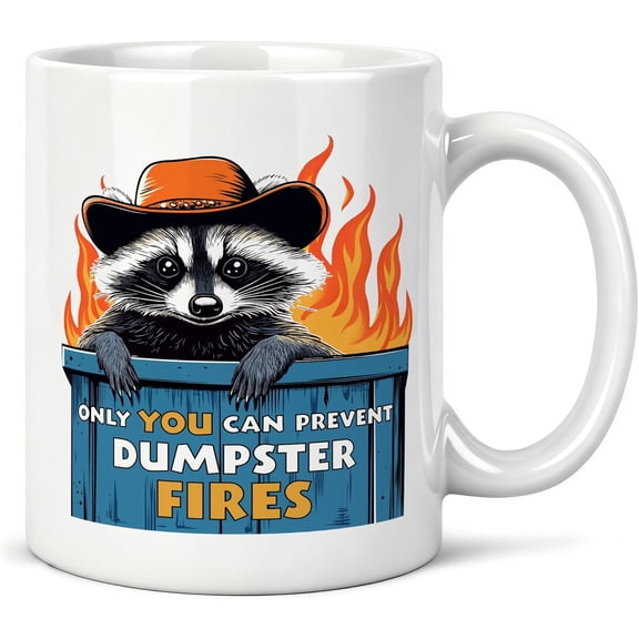 Funny Raccoon Meme Mug 11 oz, Team Leader Boss Gifts, Funny Gifts for Coworkers Coffee Cups Ceramic, Only You Can Prevent Dumpster Ceramic Mug for Coffee Tea Hot Cocoa Home Office Work