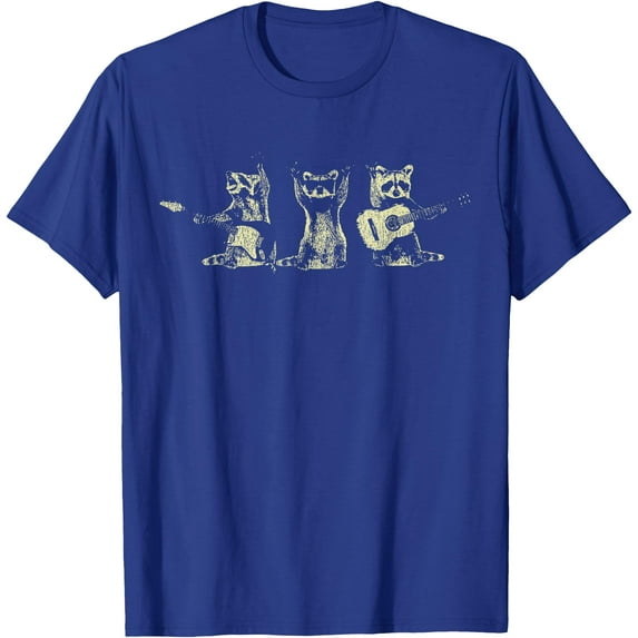 Funny Raccoon Music Band Electric Acoustic Guitar Racoons Unisex T-Shirt for Men Women Kids Toddler,Royal Blue Color,Size XL