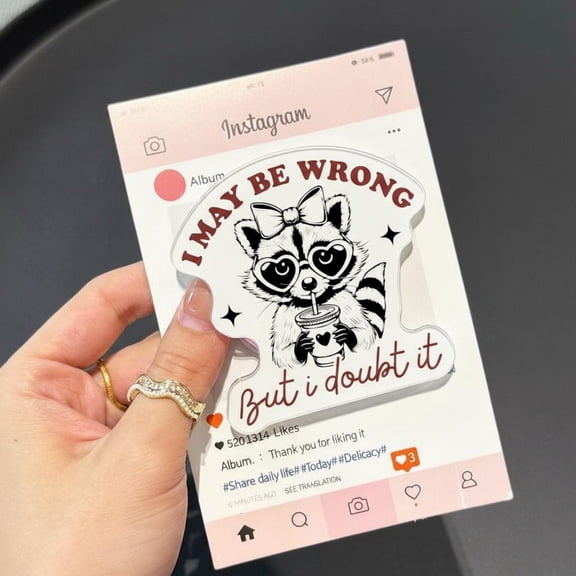 Funny Raccoon Phone Grip, I May Be Wrong But I Doubt It Griptok, Sarcastic Humor MagSafe Holder, Unique Gift for Hardcore Readers, Trash Panda Aesthetic Accessory, Sassy Animal Decor
