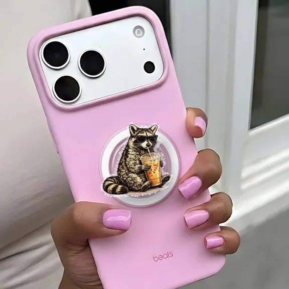 Funny Raccoon Phone Grip, Meme Trash Panda Accessory, Magnetic Holder