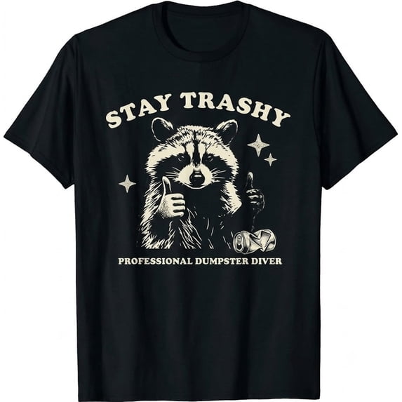 Funny Raccoon Quote Graphic T‑Shirt, Humorous Wildlife Animal Print Men Casual Crew Neck Short Sleeve Tee Men Clothing