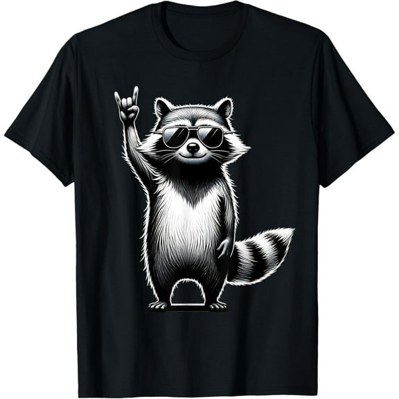 Funny Raccoon Retro Raccoon Rock Music Men Kids Women T-Shirt Tops Tee