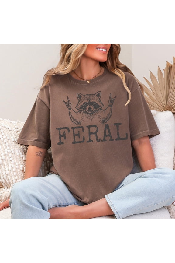 Funny Raccoon Shirt Feral Graphic Tee Sarcastic Animal Humor Shirt