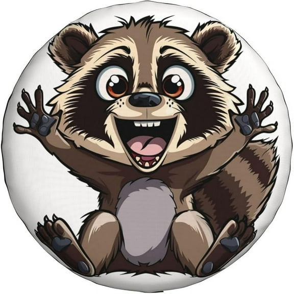 Funny Raccoon Spare Tire Cover Excited Racoon Wheel Protector for Truck SUV Trailer Camping RV Universal Tire Covers