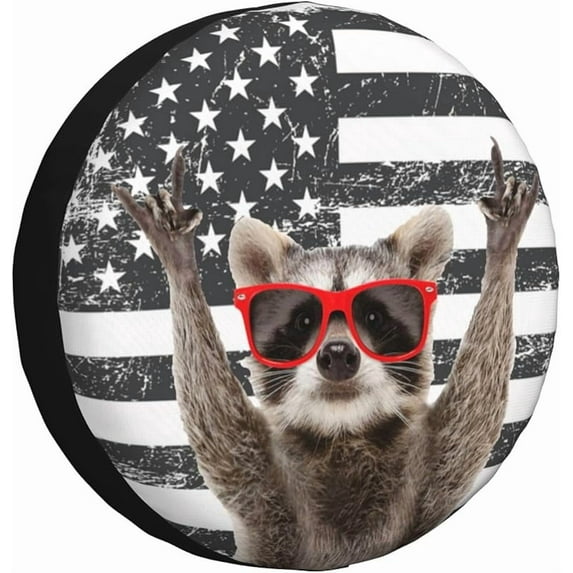 Funny Raccoon Spare Tire Cover Excited Racoon Wheel Protector for Truck SUV Trailer Camping RV Universal Tire Covers