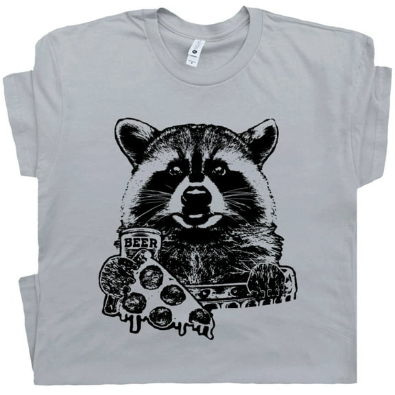 Funny Raccoon T Shirt Pizza Trash Panda Shirts Cool Possum Graphic Tee for Men Cute Womens Vintage Camping Unique Retro Humor