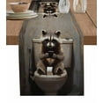 thumbnail image 1 of Funny Raccoon Table Runner-Cotton Linen- 72 Inch Holiday Dresser Scarves, Brown Toilet Animals Modern Street Art Tablerunner for Kitchen Coffee/Dining Bedroom Living Room Dinner Scarf Décor 13x72, 1 of 9