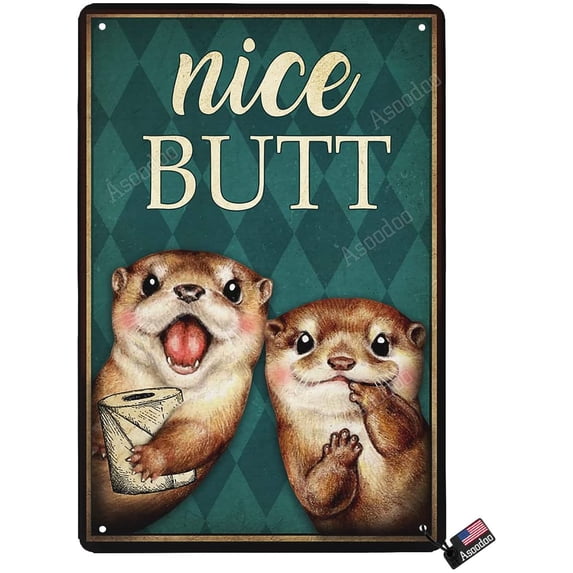 Funny Raccoon with Toilet Paper Vintage Metal Tin Sign Wall Decor-Your Butt Napkins My Lady-Creative Bathroom Decoration Art for Home/Office/Bathroom/Classroom/Cafe/Bar Women Man Best Gifts 8"x12"