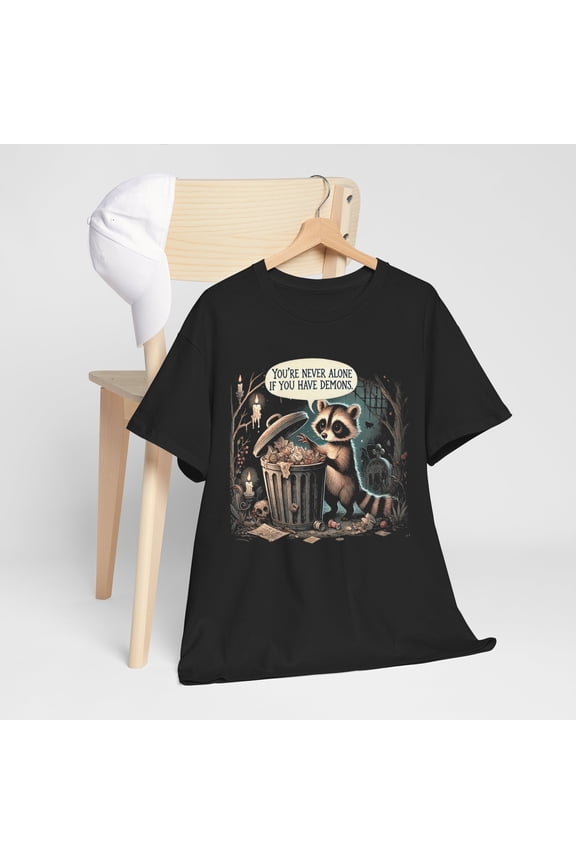 Funny Raccoon Trash Demon Design - Quirky Humor Graphic Tee
