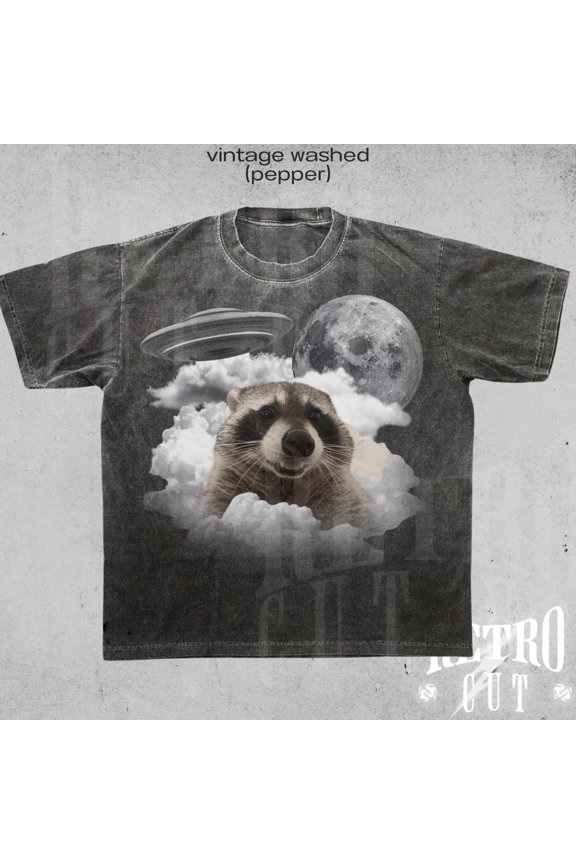 Funny Raccoon UFO Selfie Shirt Alien Meme Tee Retro Raccoon Graphic TShirt 90s Style Hilar