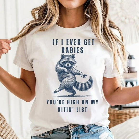 Funny Raccoon Vintage, Rabies Biting List Unisex T-Shirt, Sizes S-5XL - Gategoo