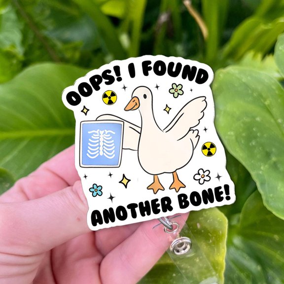 Funny Radiology Badge Reel: Goose X-Ray Tech ID Holder