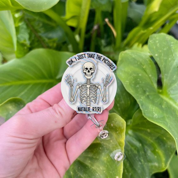 Funny Radiology Badge Reel: RT(R) Skeleton ID Clip, X-Ray Tech Gift