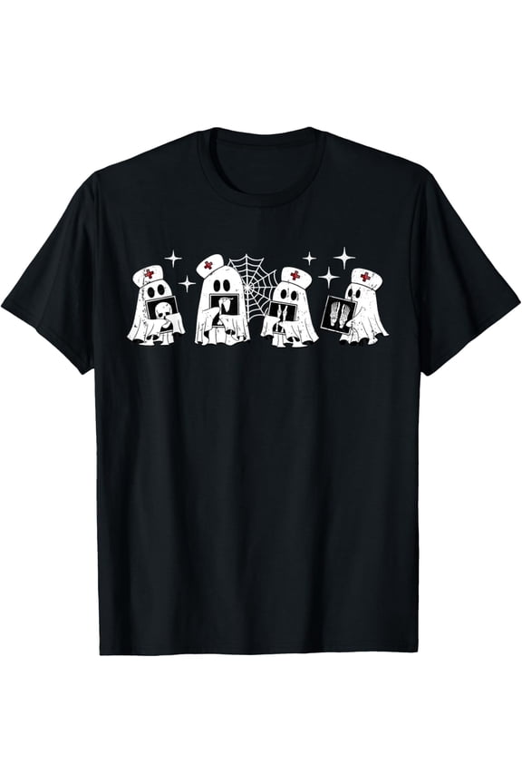 Funny Radiology Ghost Boo Crew Skeleton X-Ray Bones Rad Tech T-Shirt
