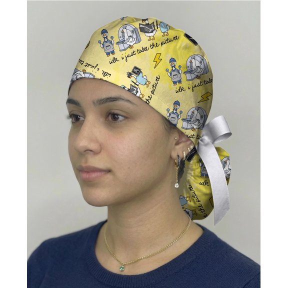 Funny Radiology Scrub Cap, X-Ray Tech Scrub Hat, Raccoon Medical Cap, Radiology Technician Gift, Diagnostic Imaging Worker Surgical Cap