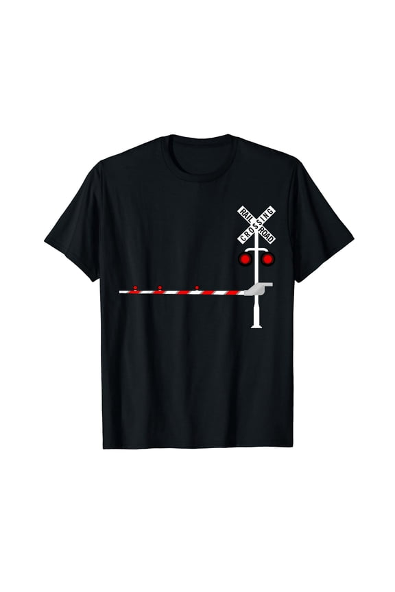 Funny Railroad Crossing Train Stop Graphic Unisex Cotton Short Sleeve T-Shirt