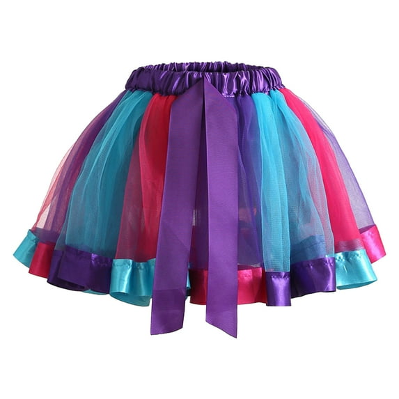 Funny Rainbow Color Tutu Skirts Mesh Layered Tulle Ballet Skirt Colorful Festival Party A-line Skirt Prom Costume