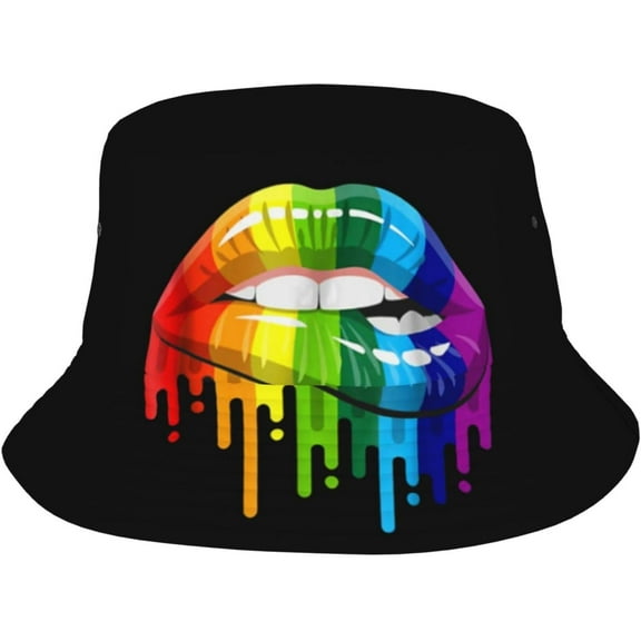 Funny Rainbow LGBT Gay Pride Bucket Hat for Women Men Unisex Sun Cap Packable Outdoor Fisherman Hat Headwear