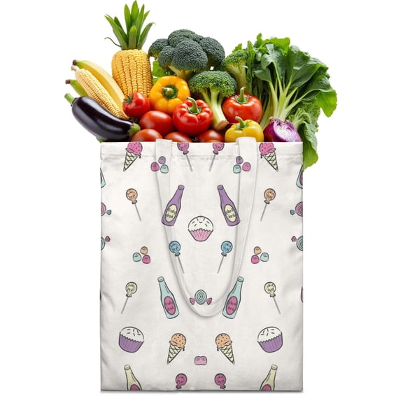 Funny Rainbow Reusable Fabric Tote - Foldable Shopping Bag for Busy Parents, Durable & Compact Design (16x15)