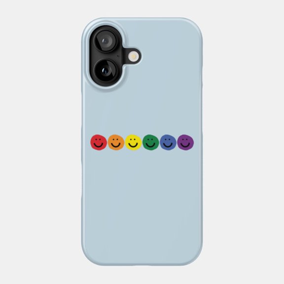 Funny Rainbow Smiley Faces Positive Graphic Case for iPhone 11-17 Slim Protective