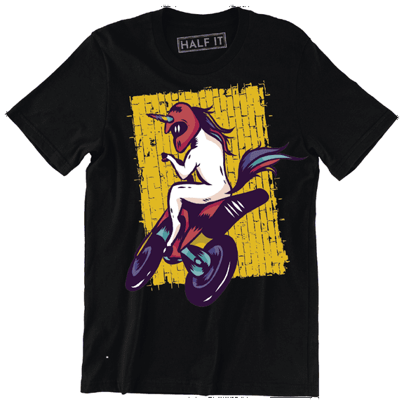 Funny Rainbow Unicorn Driving A Motorcycle Cool Bike Lover Men T-Shirt