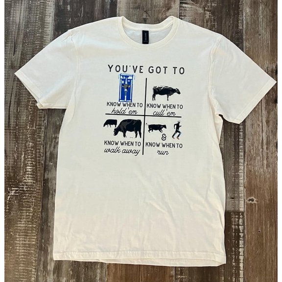 Funny Rancher Graphic Shirt, Know When to Hold 'Em Cow Shirt, Ranch Shirt, Cow Tee, Western Shirt, Ranching Gift