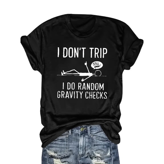 Funny 'Random Gravity Check' Graphic T-Shirt- Unique Humorous Design Suitable for Casual Wear, Perfect for Comedy Enthusiasts and Fashion Outfits, Blend T-Shirt