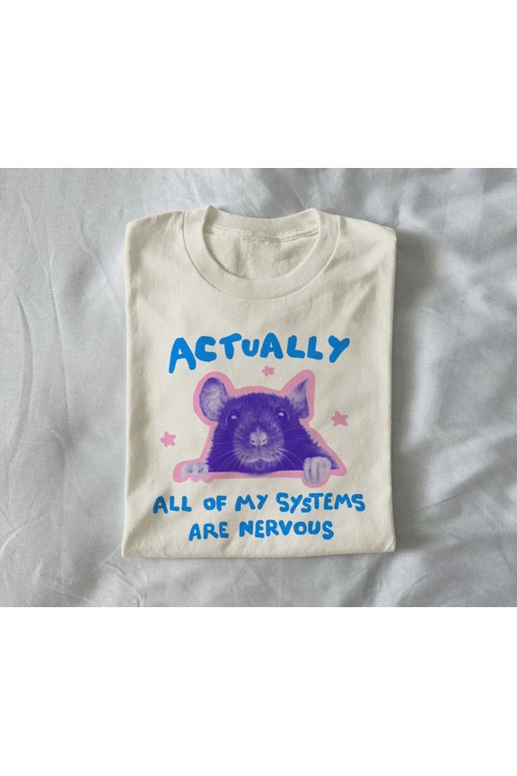 Funny Rat Meme T-Shirt Nervous Systems Rat Graphic Tee Cute Animal Meme Shirt Humor Graphic Shirt for Men