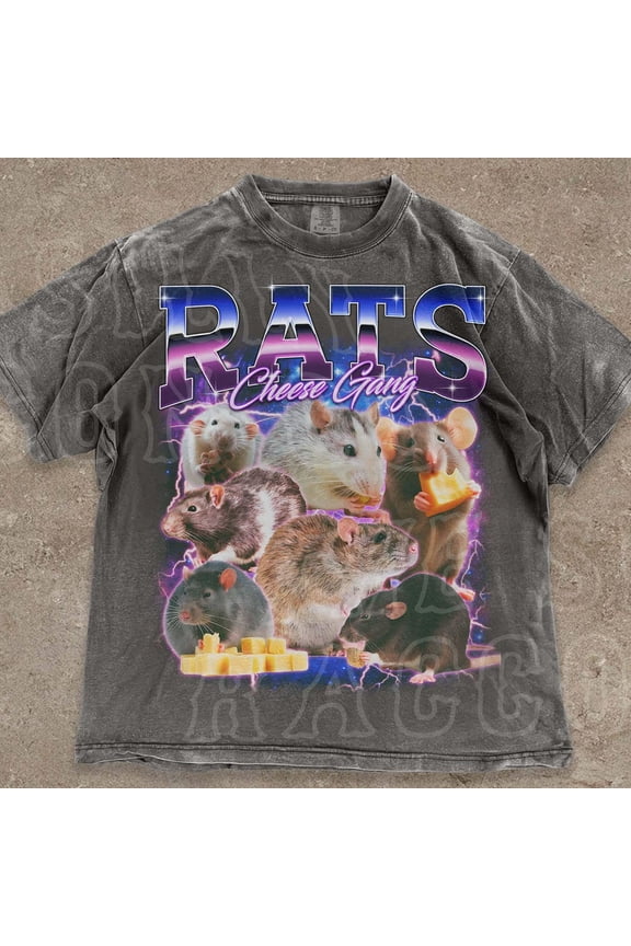 Funny Rat Shirt, Rats Cheese Gang T-Shirt, Vintage 90S Tee For Men Women, Core Y2K, Rodent Lover Gift DARK HEATHER Unisex S-5XL Hot Trending Shirt, Vintage Birthday Gift